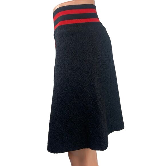Maje Black Jispe Textured Asymmetric Elastic Waist Pull On A-Line Mini Skirt L - Picture 2 of 5